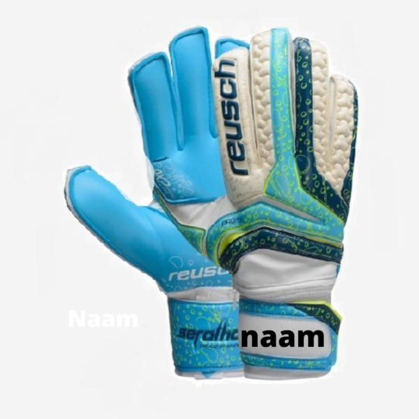 Afbeelding Reusch Serathor Pro keepershandschoenen blauw/wit met je naam