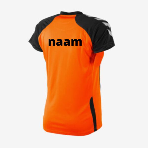 Afbeelding Hummel Aarhus sportshirt dames oranje/zwart met je naam