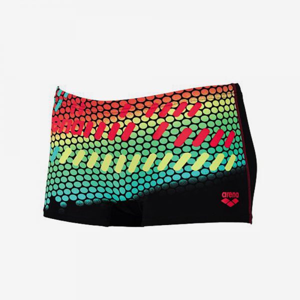 Afbeelding Arena Strobelight short zwembroek junior voorkant zwart multi