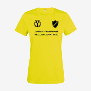 Afbeelding kampioen shirt voorzijde bedrukt geel