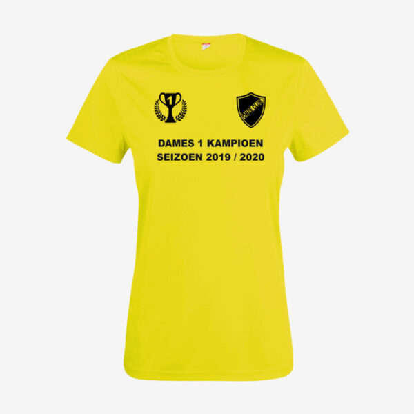 Afbeelding kampioen shirt voorzijde bedrukt geel