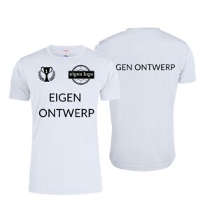 Afbeelding kampioenshirt wit bedrukt voor en achterzijde