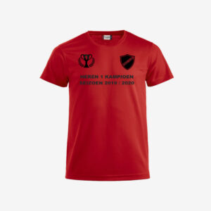 Afbeelding kampioen shirt voorzijde bedrukt rood