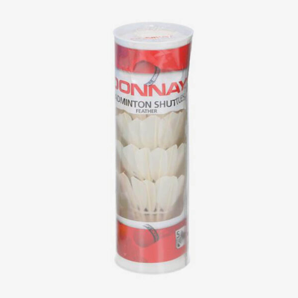 Afbeelding Donnay badminton veren shuttles per 5 stuks verpakt wit