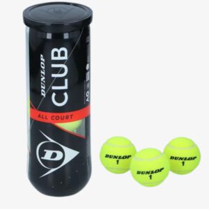 Afbeelding koker en drie Dunlop all court tennisballen geel