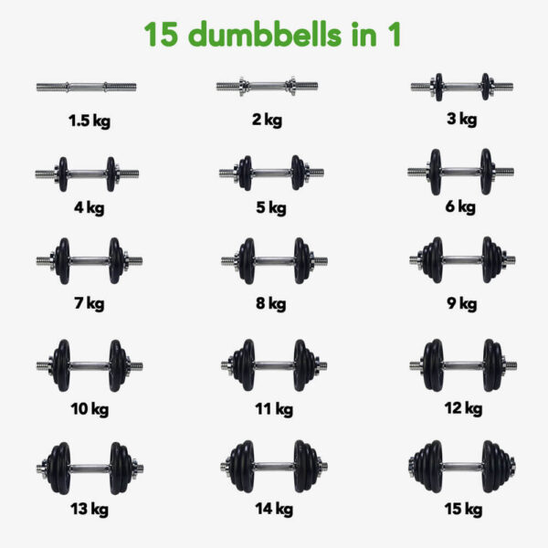 Afbeelding tunturi dumbbellset halterset 15kg zwart