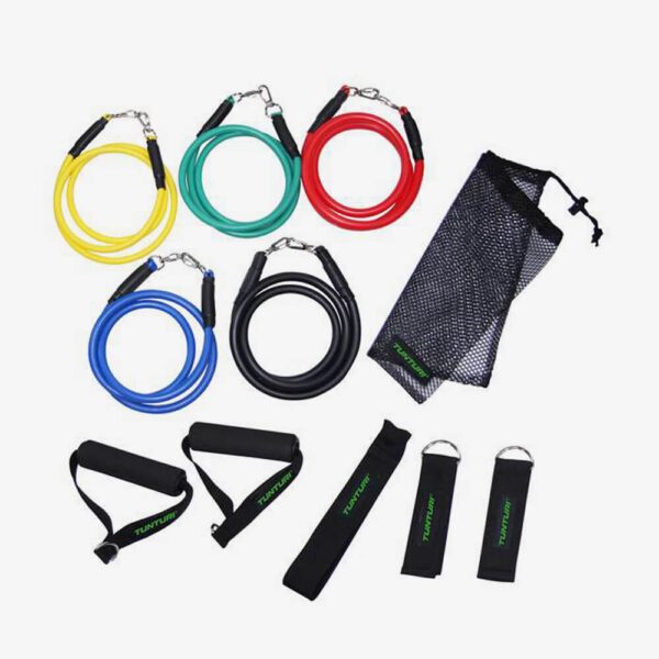 Afbeelding tunturi elastiek set weerstandsbanden fitness diverse kleuren