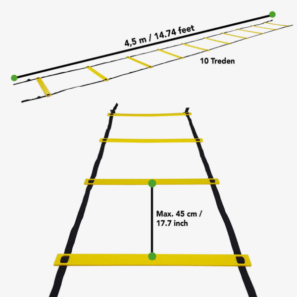 Afbeelding Tunturi fitness ladder speedladder 4,5m zwart/geel