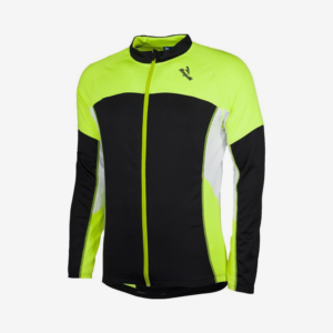 Afbeelding fietsshirt langemouw Recco zwart/geel/wit voorkant