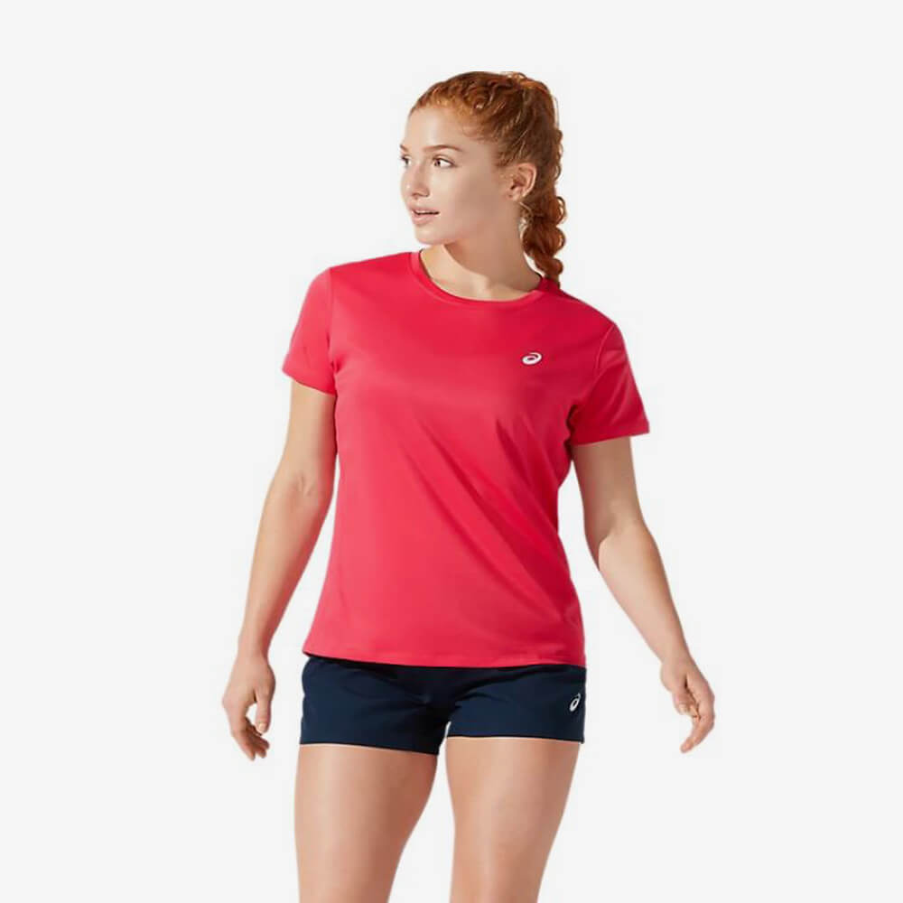 Asics Core SS Top Hardloopshirt Korte Mouw Dames Roze