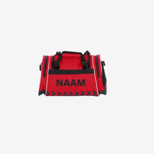 Hummel-Sporttas- rood-met bedrukking naam zwart