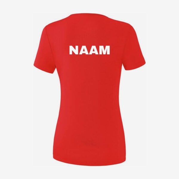 Afbeelding Erima functioneel teamsport t-shirt basic top dames rood met naam