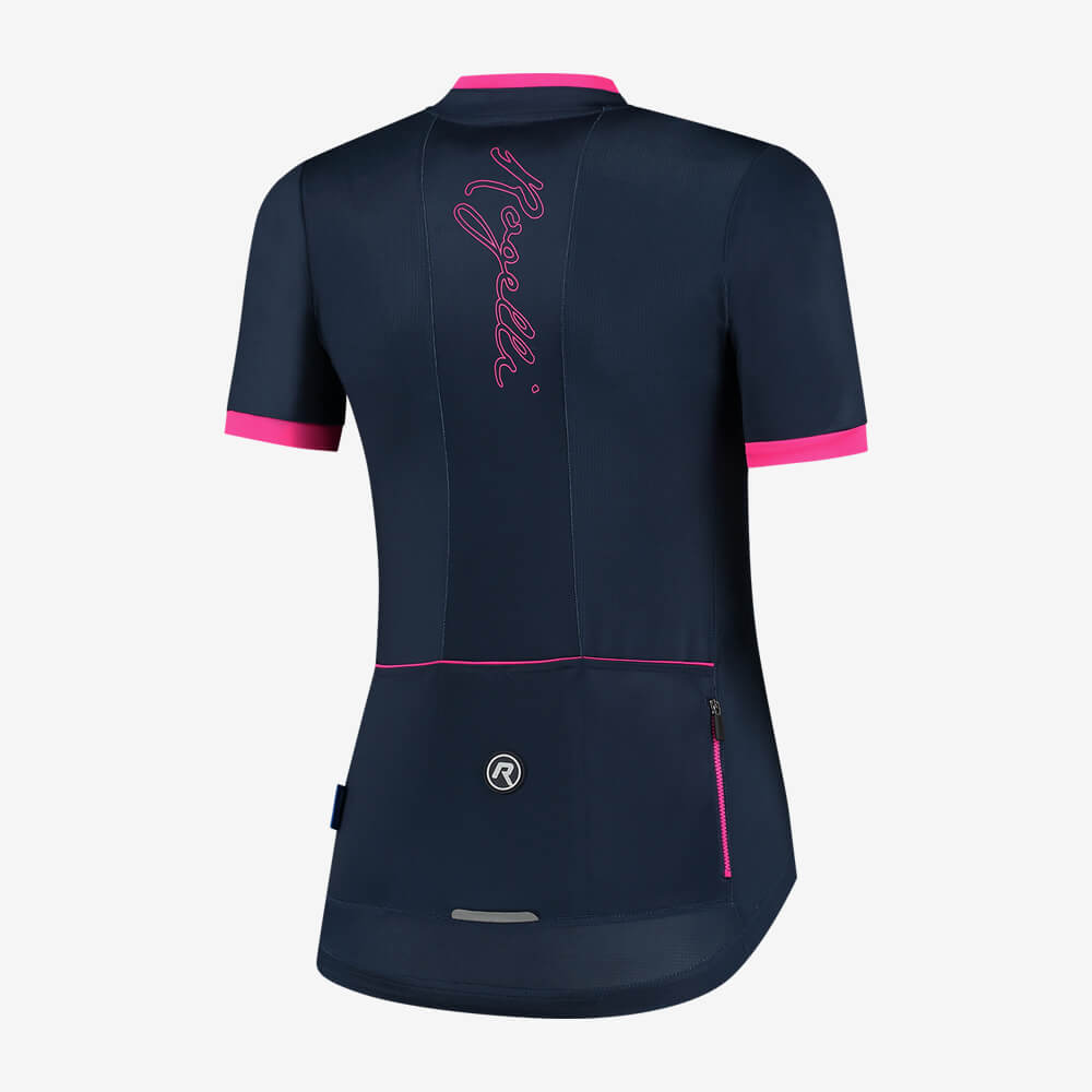 Rogelli Essential Fietsshirt Korte Mouwen Wielershirt Dames Blauw Roze HHsport