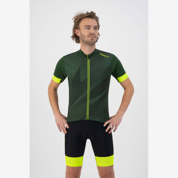 Afnbeelding Rogelli Dusk Wielershirt korte mouw groen/neon geel