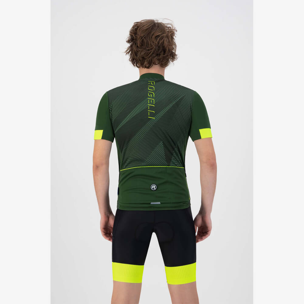 Rogelli Dusk Fietsshirt Wielershirt Korte Mouw Heren Groen Fluor Geel