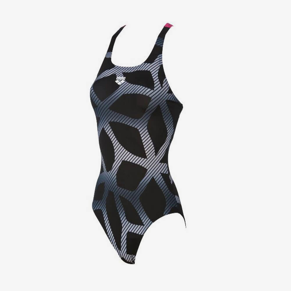 Haast je Afleiding veer Arena Spider Swim Pro Back - Dames - Badpak - Zwart/Roze - HHsport