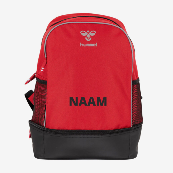 Afbeelding hummel sporttas brighton backpack rood met naam zwart