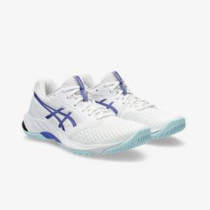 Asics netburner ballistic ff 3 indoorschoenen dames kleur wit blauw paars