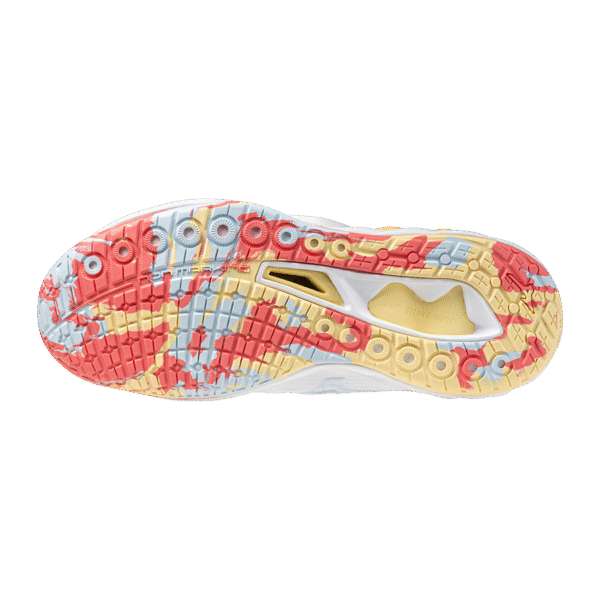 Mizuno Wave Luminous 3 - Indoorschoenen - Dames - Wit/Koraal/Geel - Afbeelding 4