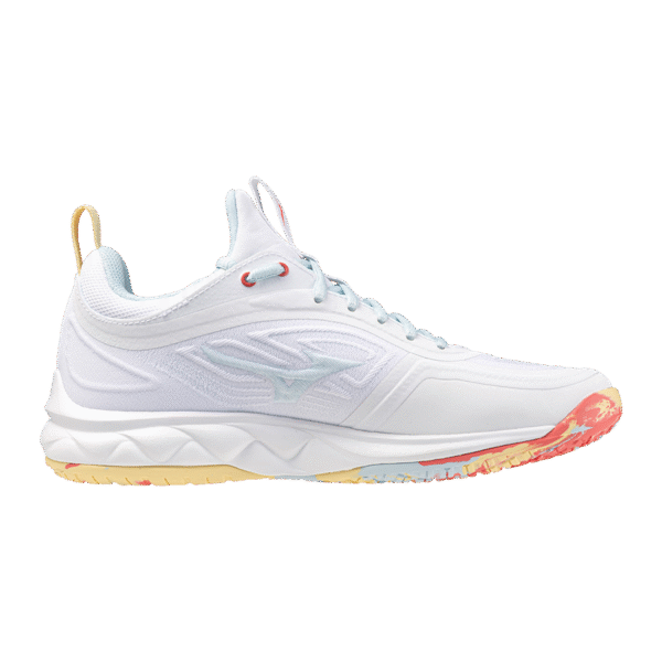 Mizuno Wave Luminous 3 - Indoorschoenen - Dames - Wit/Koraal/Geel - Afbeelding 2