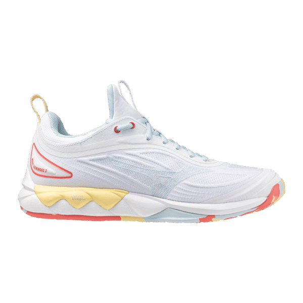 Mizuno Wave Luminous 3 - Indoorschoenen - Dames - Wit/Koraal/Geel
