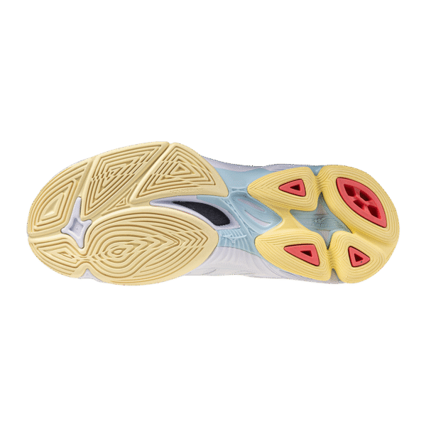 Mizuno Wave Voltage 2  - Indoorschoenen - Dames - Wit/Koraal/Geel - Afbeelding 4