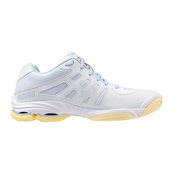 Mizuno Wave Voltage 2  - Indoorschoenen - Dames - Wit/Koraal/Geel - Afbeelding 3