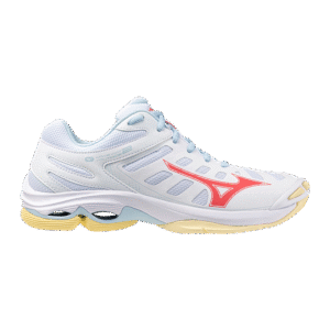 Mizuno Wave Voltage 2  - Indoorschoenen - Dames - Wit/Koraal/Geel