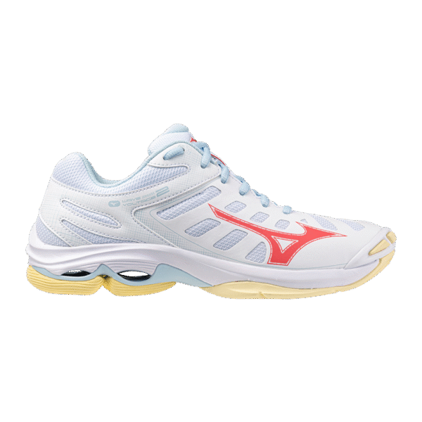 Mizuno Wave Voltage 2  - Indoorschoenen - Dames - Wit/Koraal/Geel